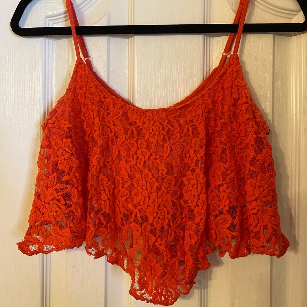 Material Girl Coral red crop top